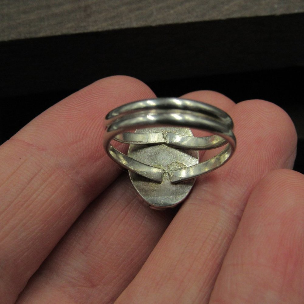 Size 7 Sterling Silver Amazonite Stone Band Ring - Picture 5 of 8